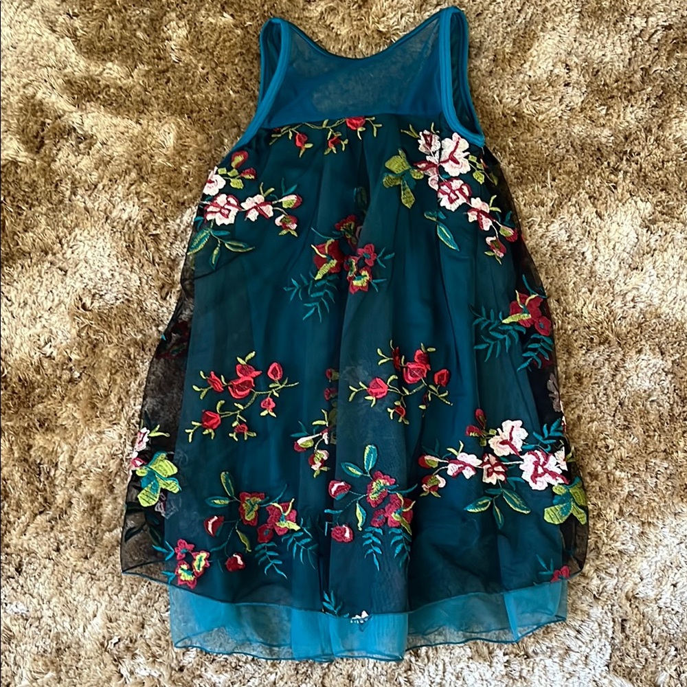 Floral Embroidered Kids Dance Costume